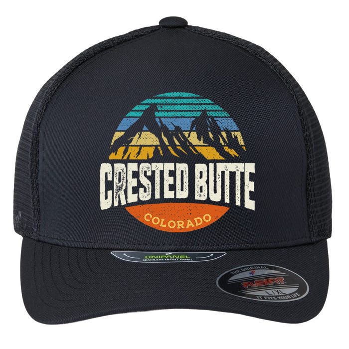 Retro Crested Butte Outdoors Mountain Colorado Flexfit Unipanel Trucker Cap