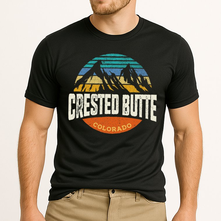 Retro Crested Butte Outdoors Mountain Colorado Performance Shirt