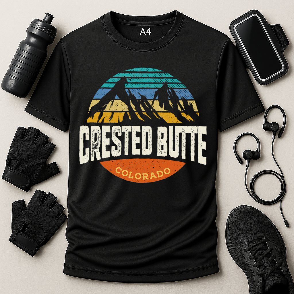Retro Crested Butte Outdoors Mountain Colorado Performance Shirt