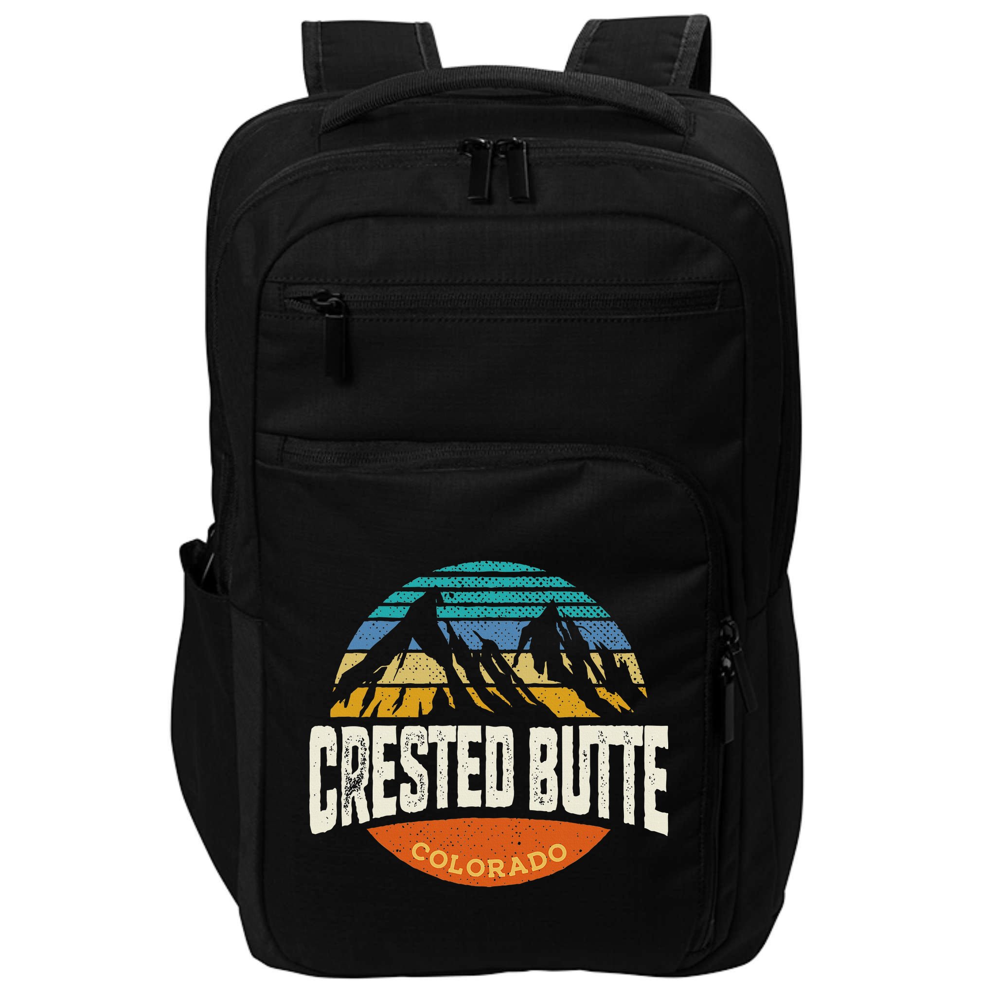 Retro Crested Butte Outdoors Mountain Colorado Impact Tech Backpack