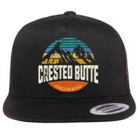 Retro Crested Butte Outdoors Mountain Colorado Flat Bill Trucker Hat