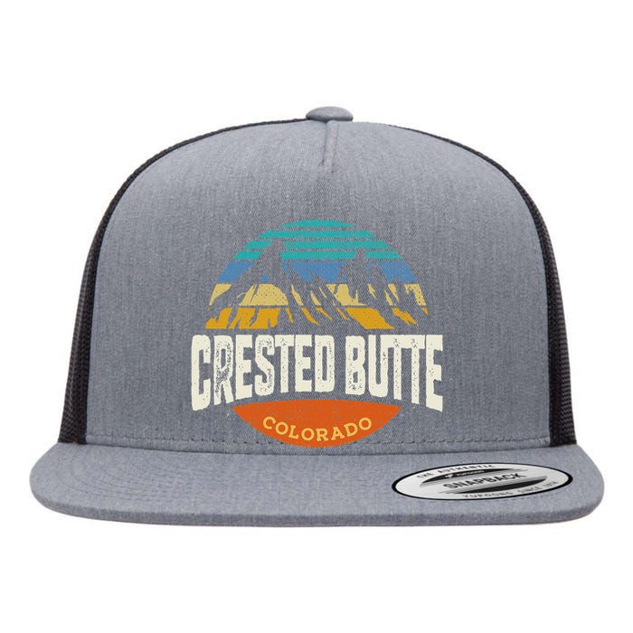 Retro Crested Butte Outdoors Mountain Colorado Flat Bill Trucker Hat