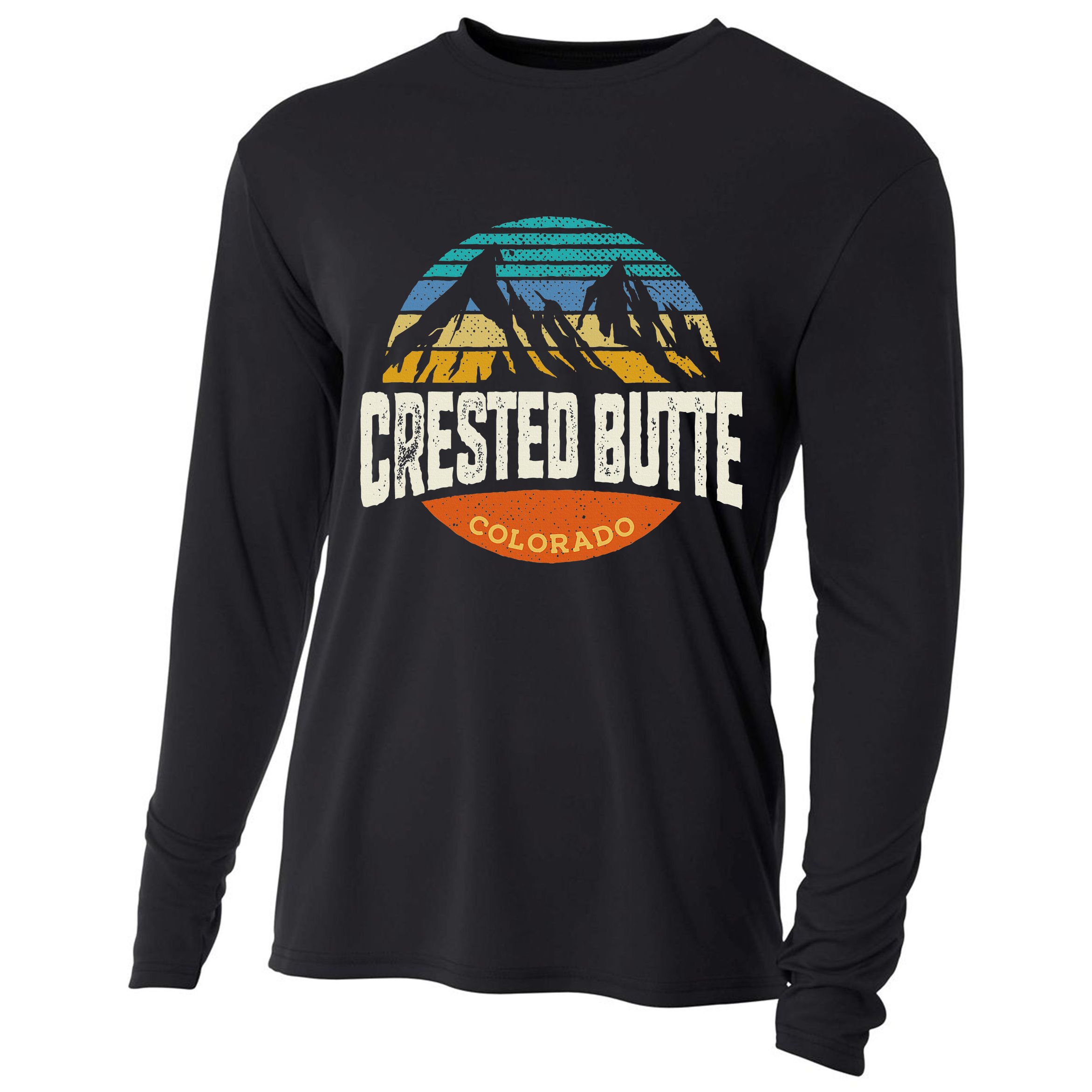 Retro Crested Butte Outdoors Mountain Colorado Cooling Performance Long Sleeve Crew