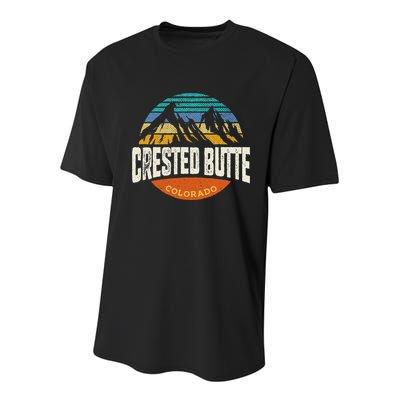 Retro Crested Butte Outdoors Mountain Colorado Youth Performance Sprint T-Shirt