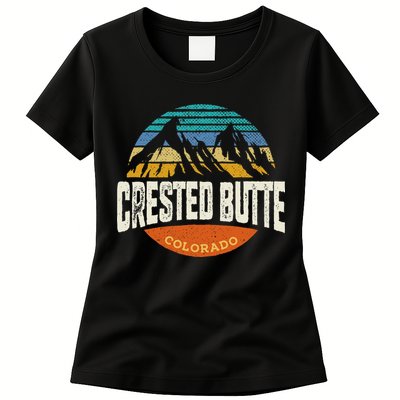 Retro Crested Butte Outdoors Mountain Colorado Womens T-Shirt