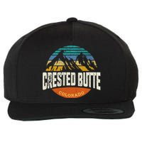 Retro Crested Butte Outdoors Mountain Colorado Wool Snapback Cap