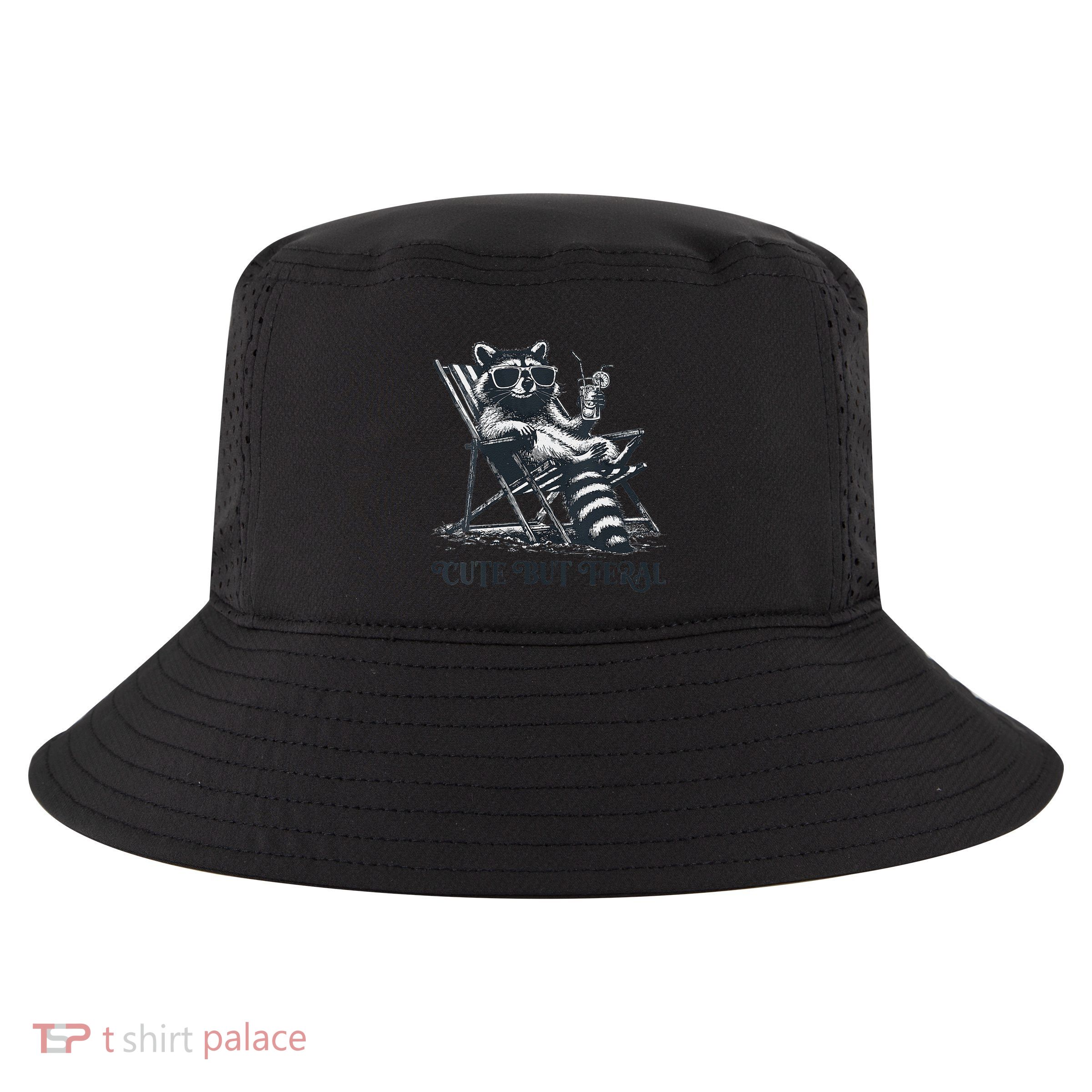 Raccoon Cute But Feral Funny Summer Design Cool Comfort Performance Bucket Hat