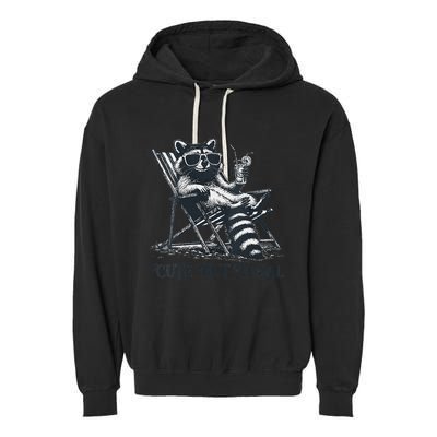 Raccoon Cute But Feral Funny Summer Design Garment-Dyed Fleece Hoodie