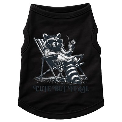 Raccoon Cute But Feral Funny Summer Design Doggie Tank