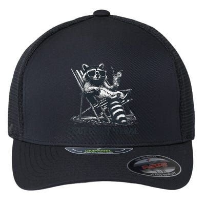 Raccoon Cute But Feral Funny Summer Design Flexfit Unipanel Trucker Cap