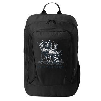 Raccoon Cute But Feral Funny Summer Design City Backpack