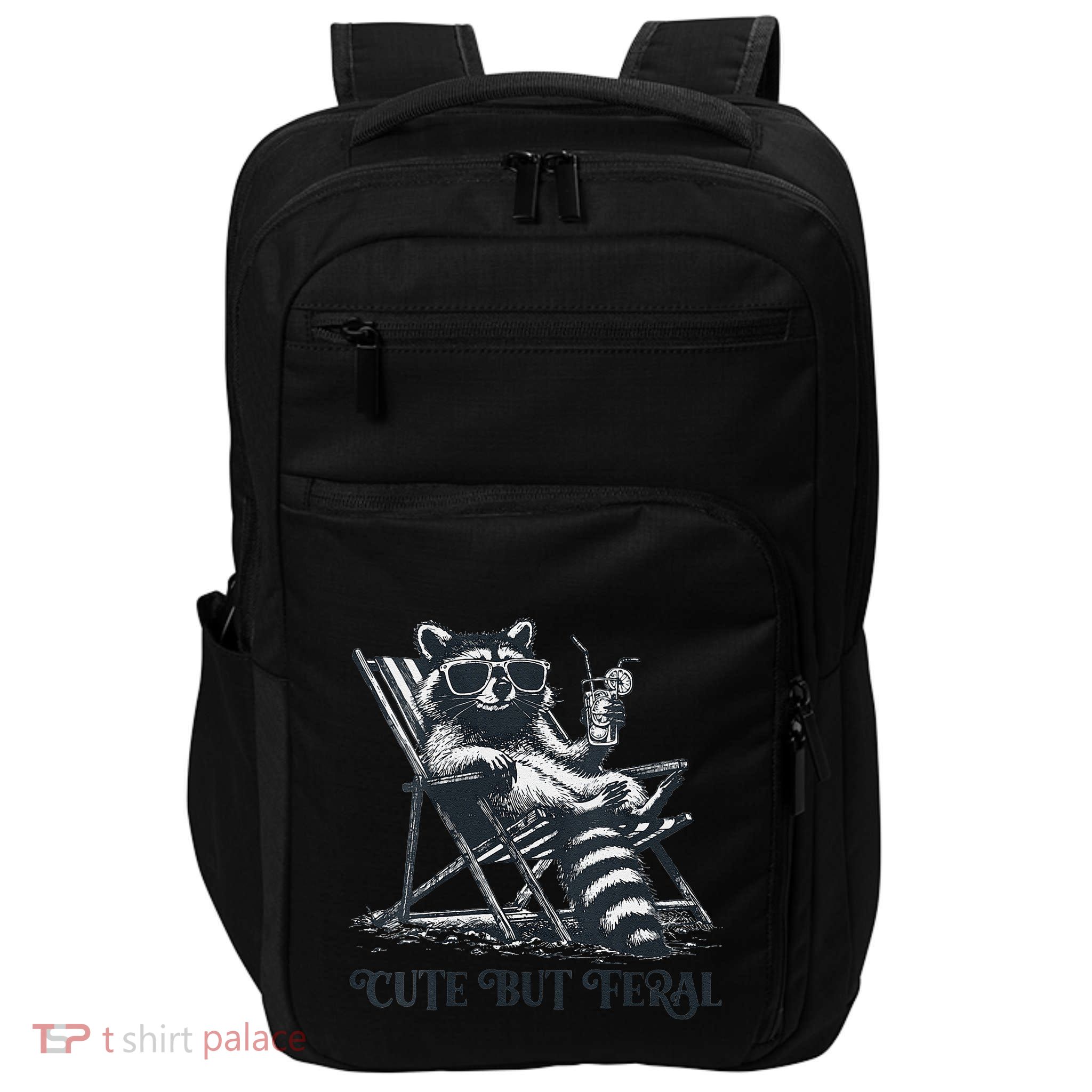 Raccoon Cute But Feral Funny Summer Design Impact Tech Backpack
