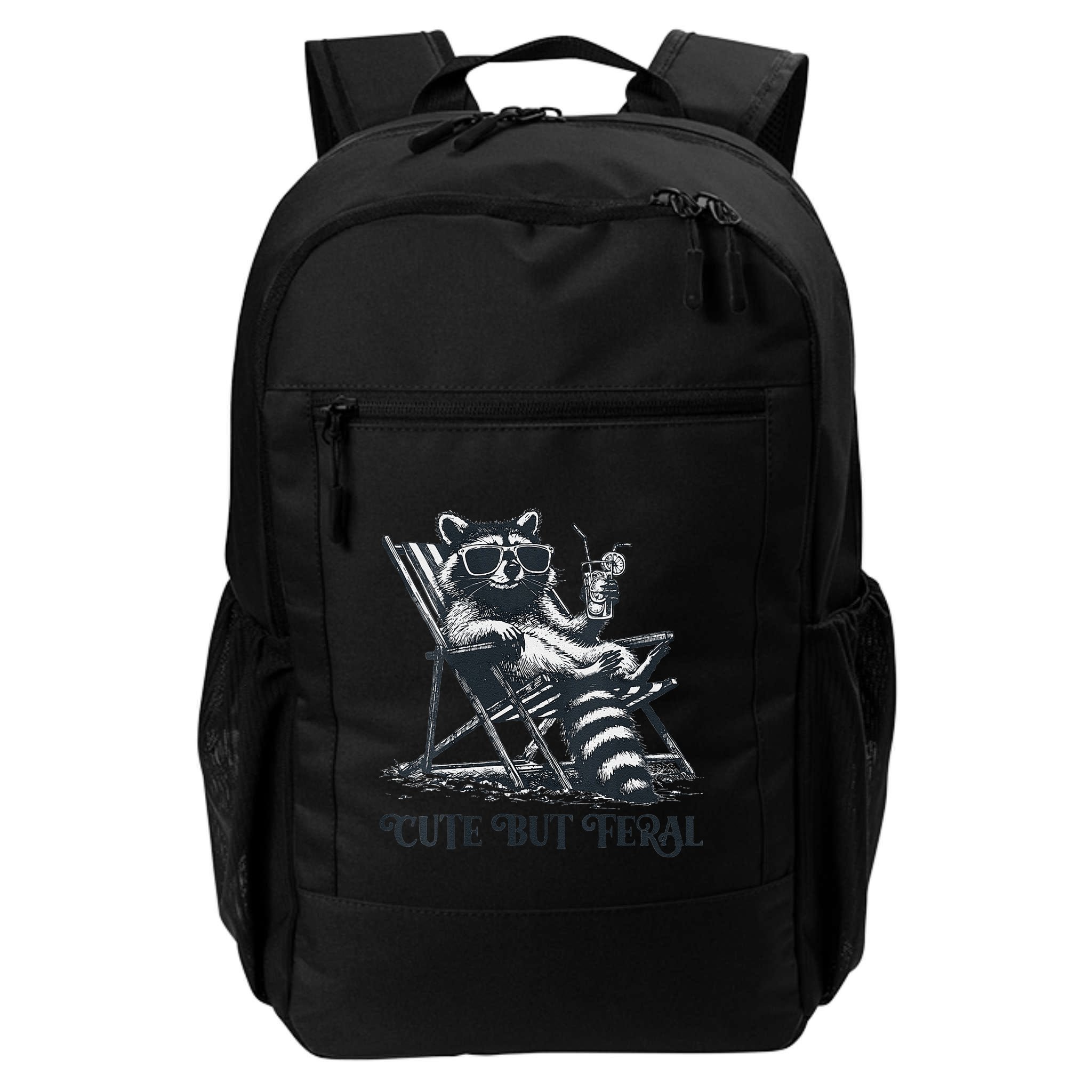 Raccoon Cute But Feral Funny Summer Design Backpack