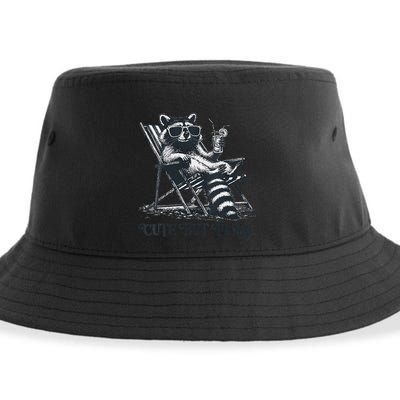 Raccoon Cute But Feral Funny Summer Design Sustainable Bucket Hat