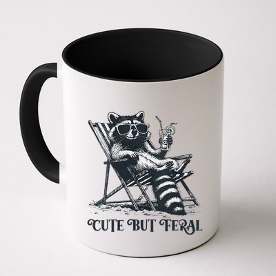 Raccoon Cute But Feral Funny Summer Design Mug