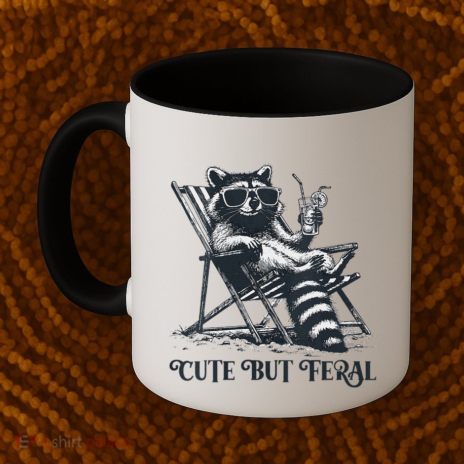 Raccoon Cute But Feral Funny Summer Design Mug