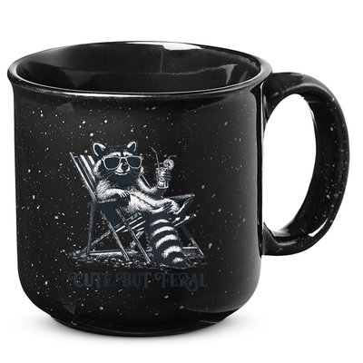 Raccoon Cute But Feral Funny Summer Design 15oz Campfire Ceramic Mug