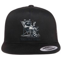 Raccoon Cute But Feral Funny Summer Design Flatbill Hat