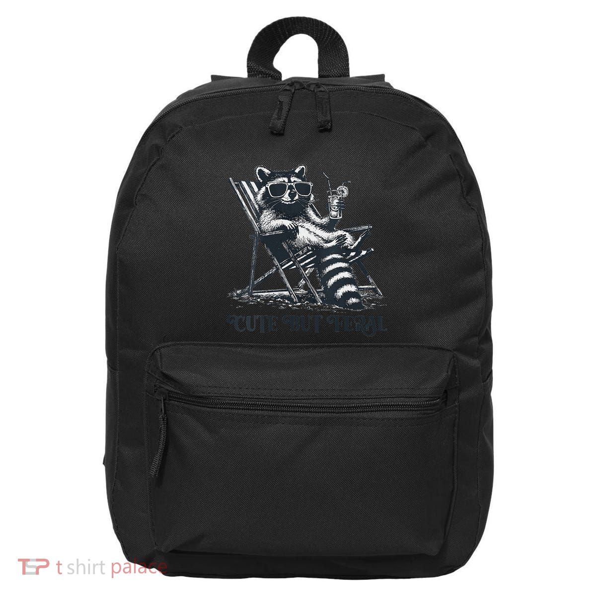 Raccoon Cute But Feral Funny Summer Design 16 in Basic Backpack