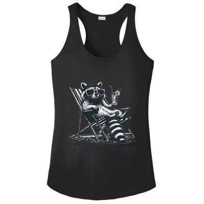 Raccoon Cute But Feral Funny Summer Design Ladies PosiCharge Competitor Racerback Tank