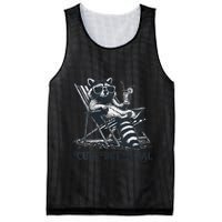 Raccoon Cute But Feral Funny Summer Design Mesh Reversible Basketball Jersey Tank