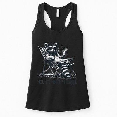 Raccoon Cute But Feral Funny Summer Design Womens Tank Top
