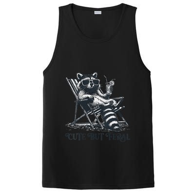 Raccoon Cute But Feral Funny Summer Design PosiCharge Competitor Tank
