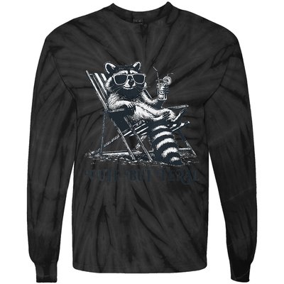 Raccoon Cute But Feral Funny Summer Design Tie-Dye Long Sleeve Shirt