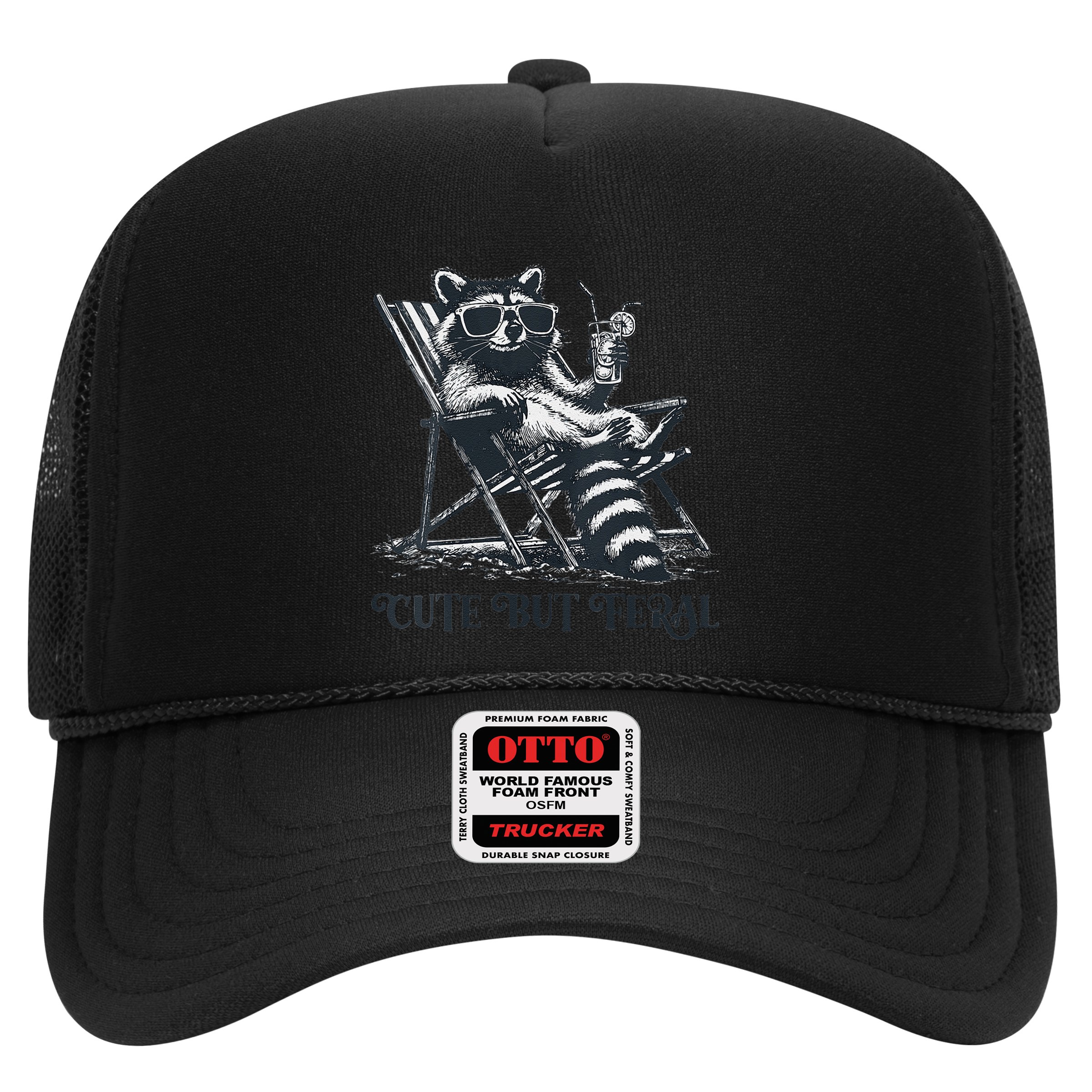 Raccoon Cute But Feral Funny Summer Design Hat