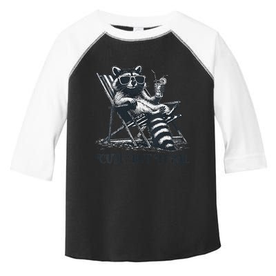 Raccoon Cute But Feral Funny Summer Design Toddler Fine Jersey T-Shirt