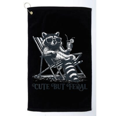 Raccoon Cute But Feral Funny Summer Design Golf Towel