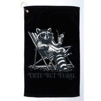 Raccoon Cute But Feral Funny Summer Design Golf Towel