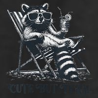 Raccoon Cute But Feral Funny Summer Design Golf Towel