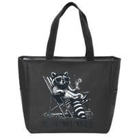 Raccoon Cute But Feral Funny Summer Design Zip Tote Bag