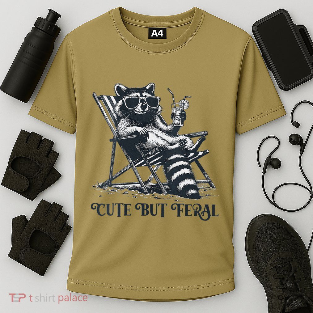 Raccoon Cute But Feral Funny Summer Design Performance Shirt