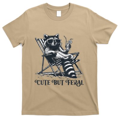Raccoon Cute But Feral Funny Summer Design T-Shirt