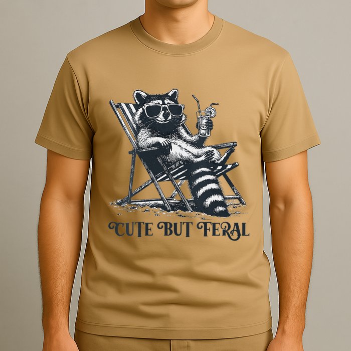 Raccoon Cute But Feral Funny Summer Design T-Shirt