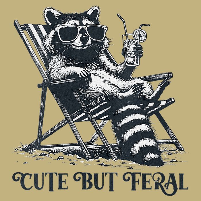 Raccoon Cute But Feral Funny Summer Design T-Shirt