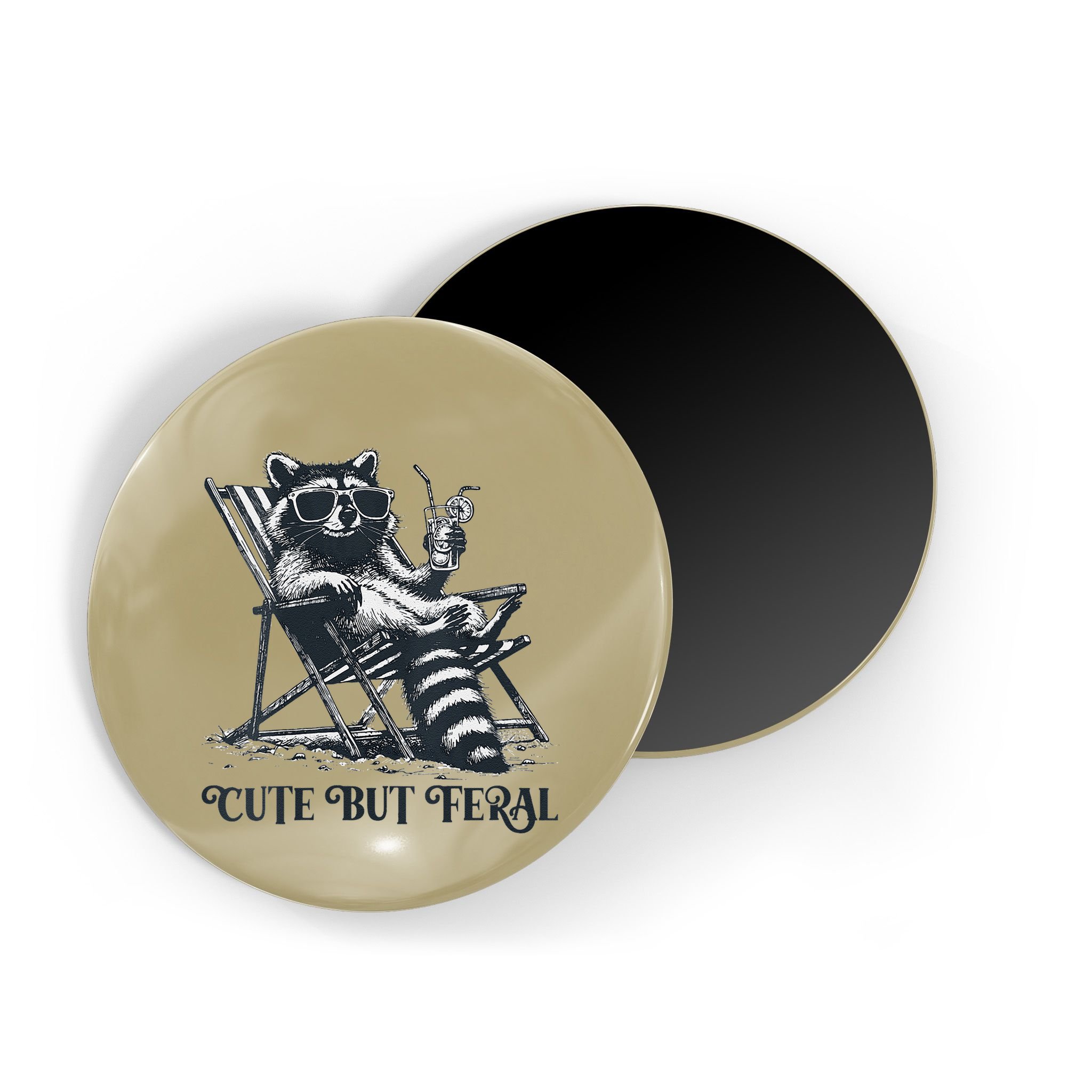 Raccoon Cute But Feral Funny Summer Design Magnet