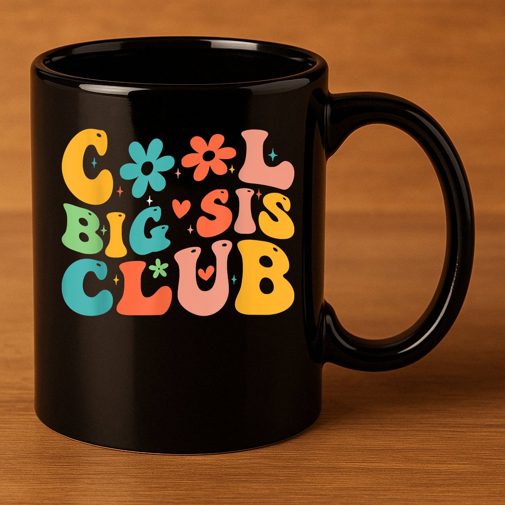 Retro Cool Big Sister Club 11oz C Handle Ceramic Mug
