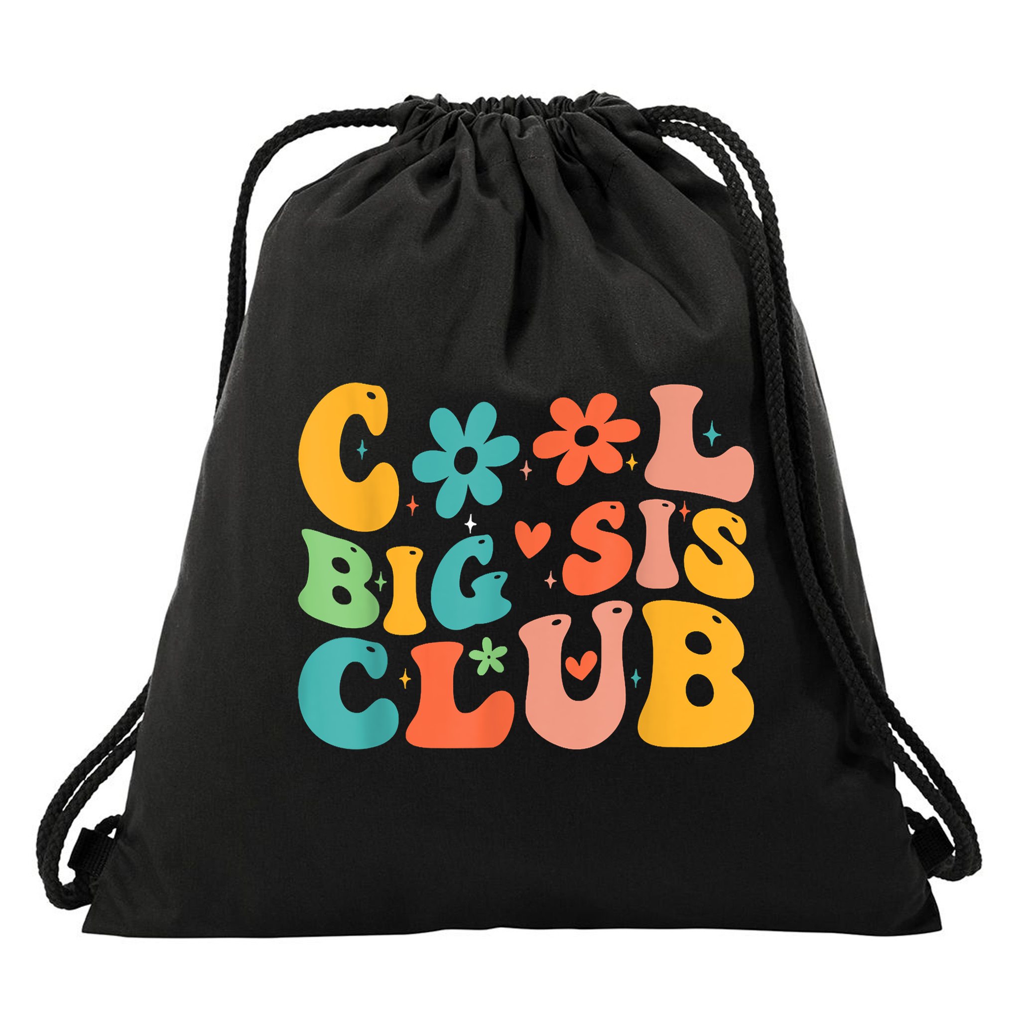 Retro Cool Big Sister Club Drawstring Bag
