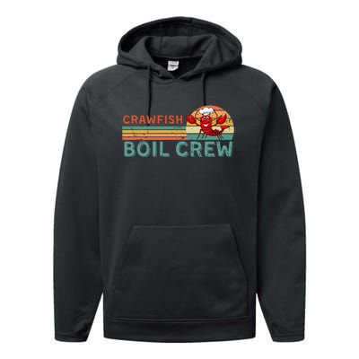 Retro Crawfish Boil Crew Gift Crayfish Crawdad Mudbug Lover Performance Fleece Hoodie