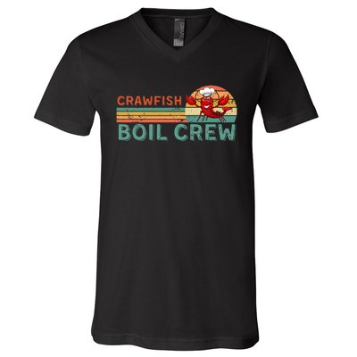 Retro Crawfish Boil Crew Gift Crayfish Crawdad Mudbug Lover V-Neck T-Shirt