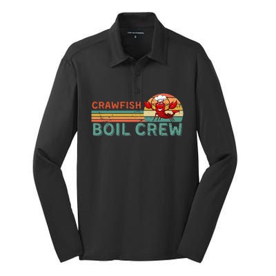 Retro Crawfish Boil Crew Gift Crayfish Crawdad Mudbug Lover Silk Touch Performance Long Sleeve Polo