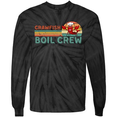 Retro Crawfish Boil Crew Gift Crayfish Crawdad Mudbug Lover Tie-Dye Long Sleeve Shirt