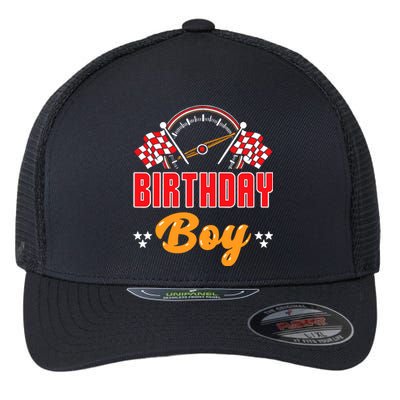 Race Car Birthday Party Matching Family Birthday Boy Flexfit Unipanel Trucker Cap