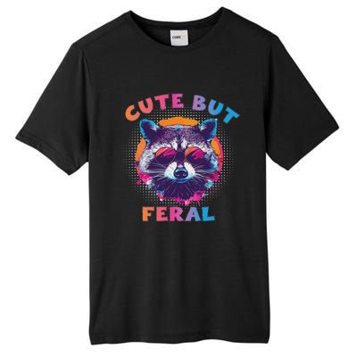 Raccoon Cute But Feral Colorful Raccoon Funny Sarcastic Tall Fusion ChromaSoft Performance T-Shirt