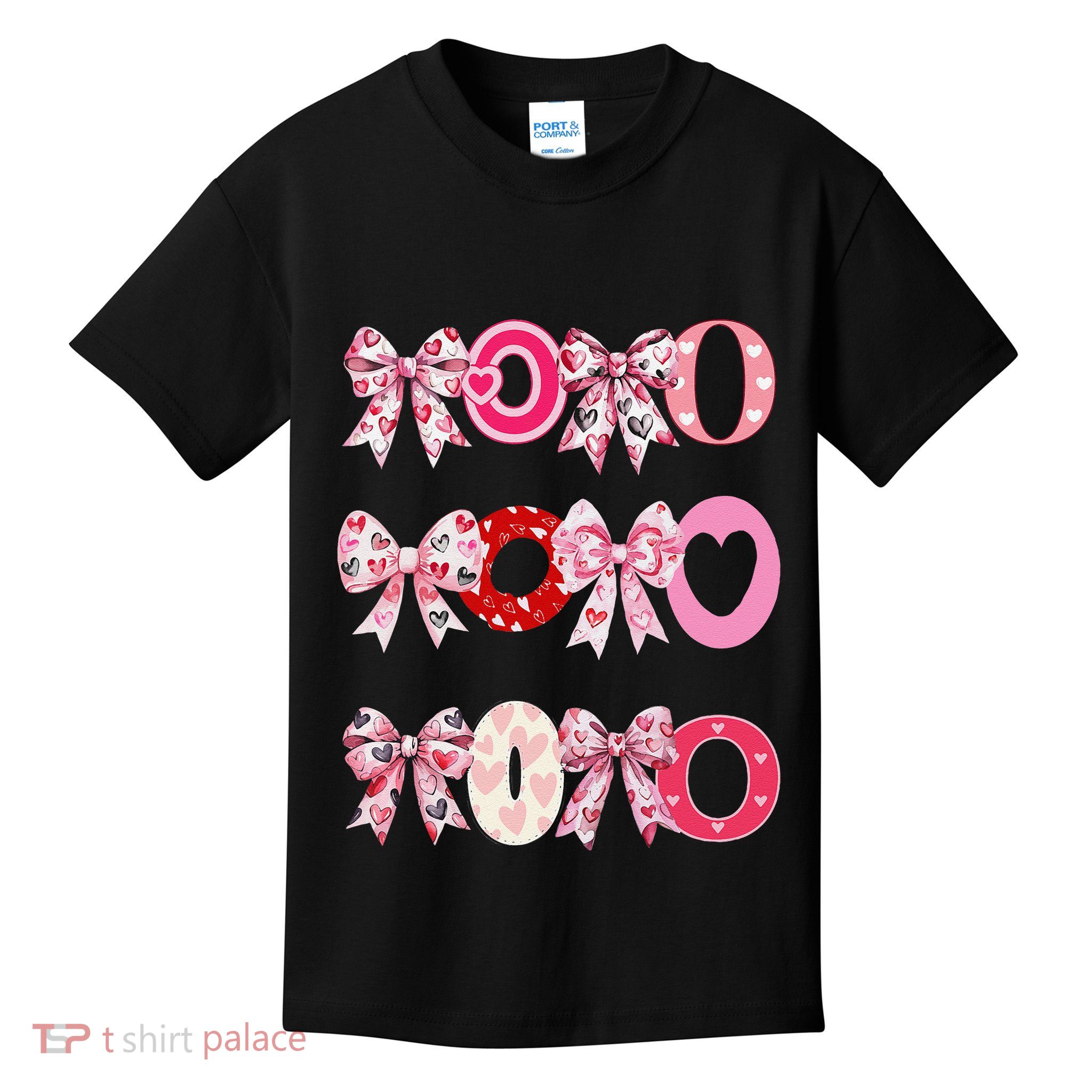 Retro Coquette Bow ValentineS Heart Xoxo Love Design Kids T-Shirt
