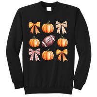 Retro Coquette Bow Pumpkin American Football Thanksgiving Sweatshirt