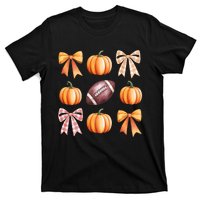 Retro Coquette Bow Pumpkin American Football Thanksgiving T-Shirt